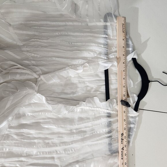 Notations Blouse Sheer Striped Ruffle XL White - Picture 10 of 12